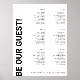 Poster Gráfico de assentos de Casamento Branco Simples de