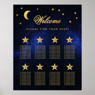 Poster Gráfico de assentos de casamento celestial azul do