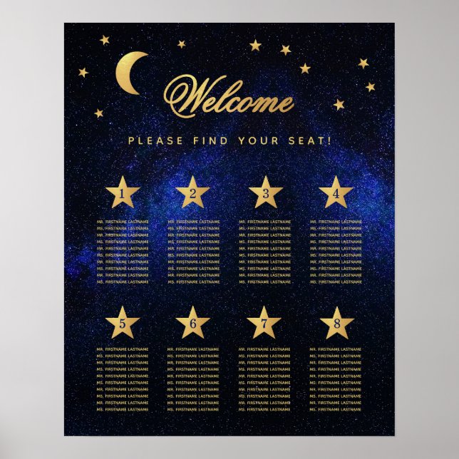 Poster Gráfico de assentos de casamento celestial azul do (Frente)