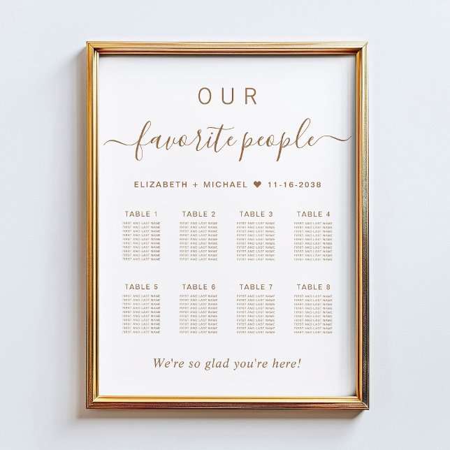 Poster Gráfico de Assentos de Casamento Chic Gold Script  (Criador carregado)