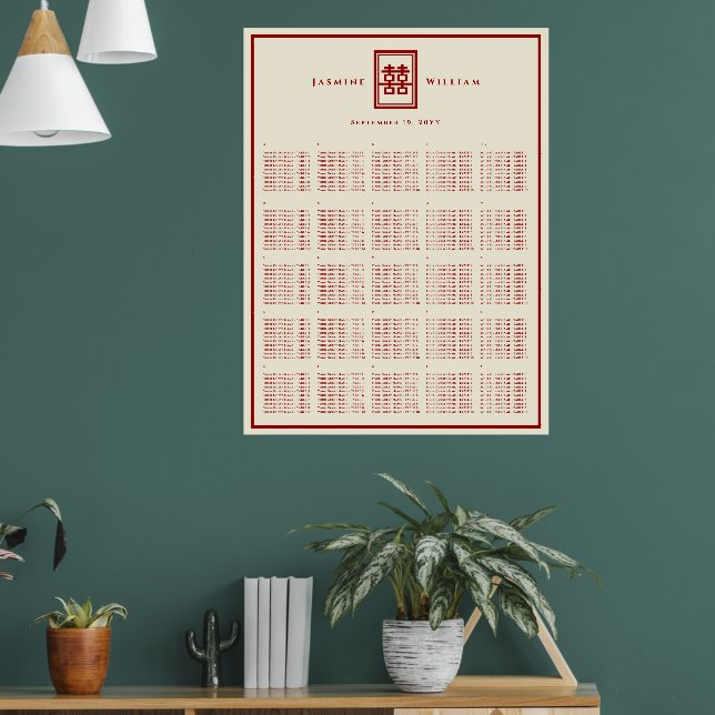 Pôster Gráfico de Assentos de Casamento Chinês Dupla Feli (Sala de Estar 1)