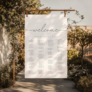 Poster Gráfico de Assentos de Casamento Cinza Chic Caligr