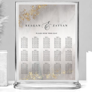 Poster Gráfico de Assentos de Casamento Cinza com Detalhe