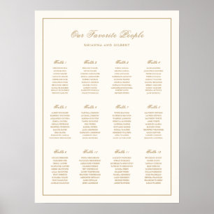 Poster Gráfico de Assentos de Casamento Clássico Marfim e