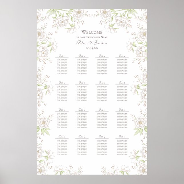 Poster Gráfico de Assentos de Casamento Clássico Rosa Bra (Frente)