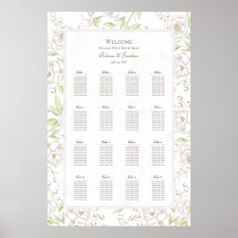 Poster Gráfico de Assentos de Casamento Clássico Rosa Bra