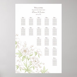 Poster Gráfico de Assentos de Casamento Clássico Rosa Bra