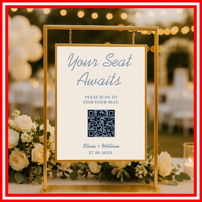 Poster Gráfico de Assentos de Casamento Código QR Sinal A (Criador carregado)