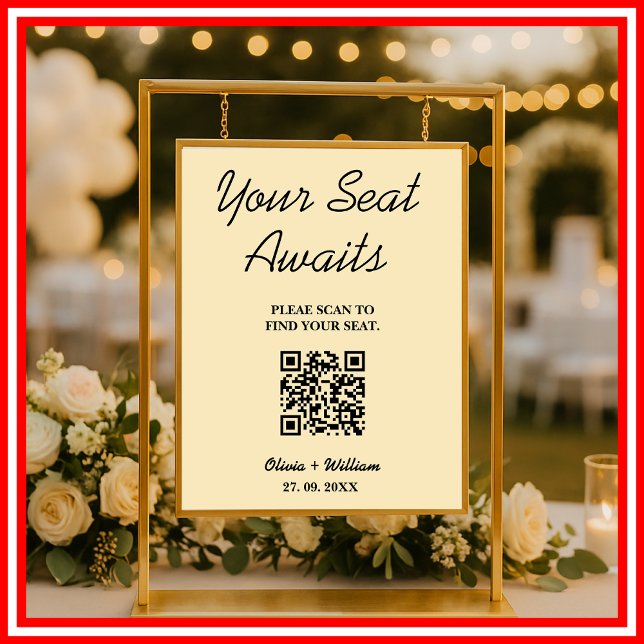 Poster Gráfico de Assentos de Casamento Código QR Sinal A (Criador carregado)