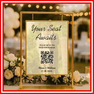 Poster Gráfico de Assentos de Casamento Código QR Sinal A