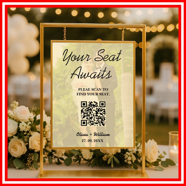 Poster Gráfico de Assentos de Casamento Código QR Sinal A (Criador carregado)