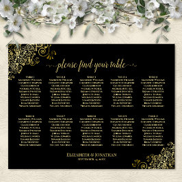 Poster Gráfico de Assentos de Casamento com 10 Mesas com