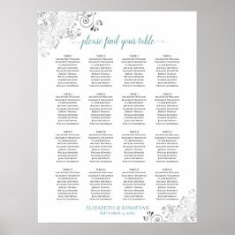 Poster Gráfico de Assentos de Casamento com 16 Mesas Bran