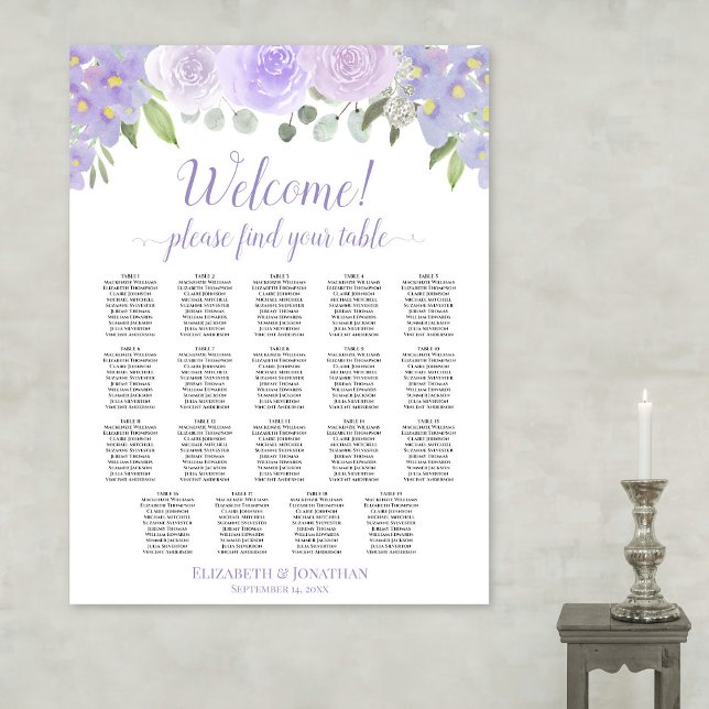 Poster Gráfico de Assentos de Casamento com 19 Mesas e Fl (In Situ on Wall)