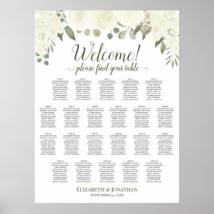 Poster Gráfico de Assentos de Casamento com 22 Mesas de R