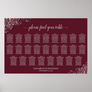 Poster Gráfico de Assentos de Casamento com 26 Mesas em P