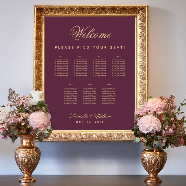 Poster Gráfico de Assentos de Casamento com 7 Mesas - Cor (Criador carregado)