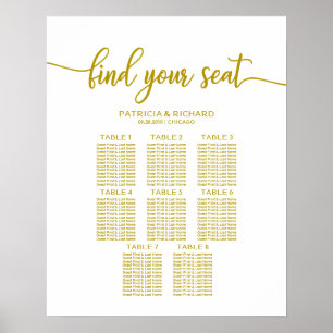 Poster Gráfico de Assentos de Casamento com 8 Mesas Calig