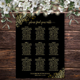 Poster Gráfico de assentos de casamento com 9 mesas Preto