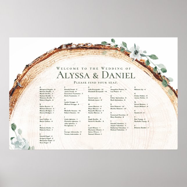 Poster Gráfico de Assentos de Casamento com Anel de Árvor (Frente)