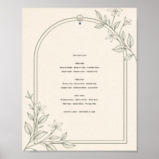 Poster Gráfico de Assentos de Casamento com Arco Botânico