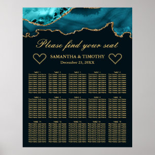 Poster Gráfico de Assentos de Casamento com Brilho Azul e