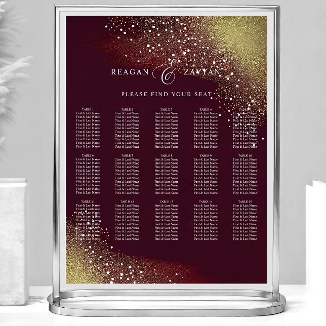 Poster Gráfico de Assentos de Casamento com Brilho em Bor (Criador carregado)