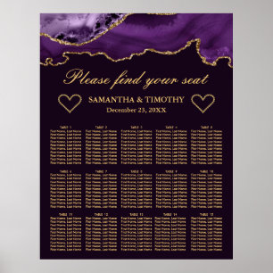 Poster Gráfico de Assentos de Casamento com Brilho Roxo e