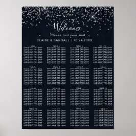 Poster Gráfico de Assentos de Casamento com Caligrafia e