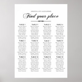 Poster Gráfico de assentos de casamento com caligrafia el