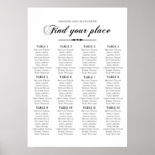 Poster Gráfico de assentos de casamento com caligrafia el