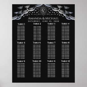 Poster Gráfico de Assentos de Casamento com Cartão de Tar