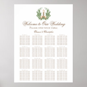 Poster Gráfico de Assentos de Casamento com Coroa de Nata