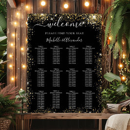 Poster Gráfico de assentos de casamento com dourado preto