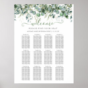 Poster Gráfico de Assentos de Casamento com Elegante Folh