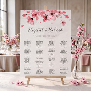 Poster Gráfico de Assentos de Casamento com Flor de Cerej