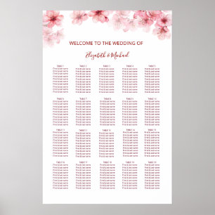 Poster Gráfico de Assentos de Casamento com Flor de Cerej