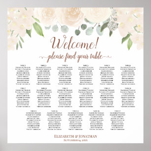 Poster Gráfico de Assentos de Casamento com Flor de Pêsse