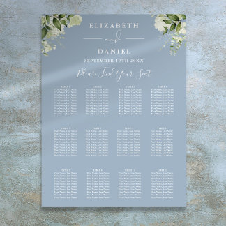 Poster Gráfico de Assentos de Casamento com Flora e Verde