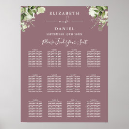 Poster Gráfico de Assentos de Casamento com Flora Verde e