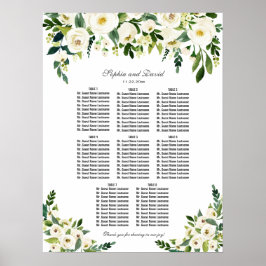 Poster Gráfico de Assentos de Casamento com Flores Branca
