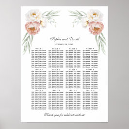 Poster Gráfico de Assentos de Casamento com Flores Charm