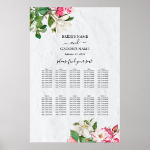 Poster Gráfico de Assentos de Casamento com Flores de Mag