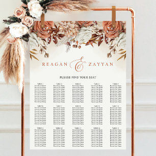 Poster Gráfico de Assentos de Casamento com Flores de Ter