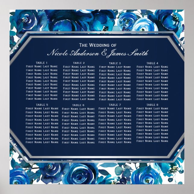 Poster Gráfico de Assentos de Casamento com Flores Florai (Frente)