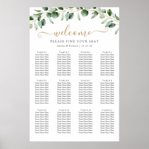 Poster Gráfico de Assentos de Casamento com Folhagem de E
