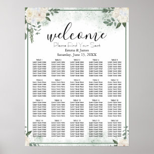 Poster Gráfico de Assentos de Casamento com Folhagem Mode