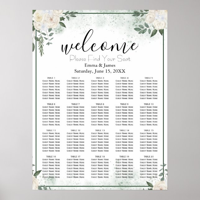 Poster Gráfico de Assentos de Casamento com Folhagem Mode (Frente)