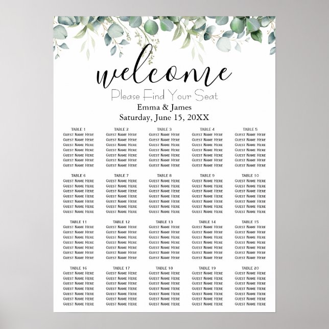 Poster Gráfico de Assentos de Casamento com Folhagem Mode (Frente)