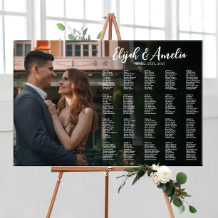 Poster Gráfico de assentos de casamento com foto editável